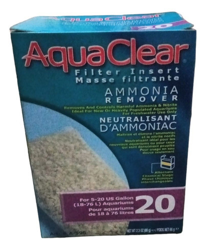 Repuesto Filtro Aquaclear 20 Removedor Amoníaco Ammonia 66gr 0