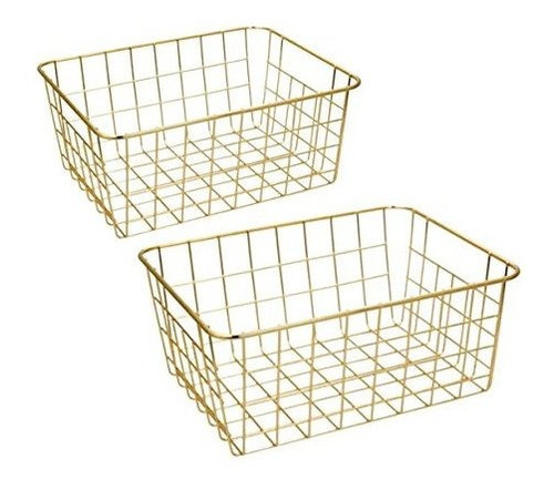 2 Cestas De Alambre Oro Paquete De 2 Cesta De Alambre Organi 0