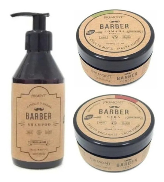 Shampoo + Cera Brillo + Pomada Mate - Primont Barber 0