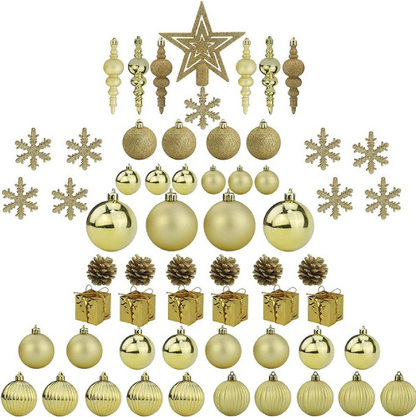 Juego De Adornos De Bolas Para Arbol De Navidad-dorado 0