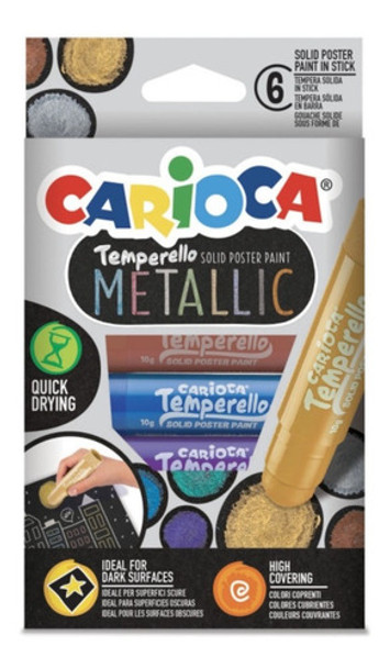 6 Temperas Solidas Color Metalizada Carioca Temperello Cuota 0