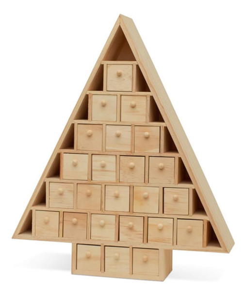 Calendario Adviento Árbol Navidad 38x33cm 24 Cajones Vacíos 0