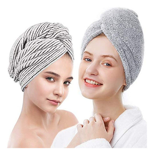 Ellewin Paquete De 2 Toallas De Bambú Para El Cabello, Turba 0