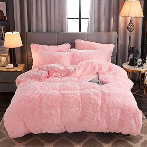 Amazon.com: WERDIM Shaggy Fluffy Faux Fur Duvet Cover Set  Shaggy Fluffy Faux Fur Duvet Cover Set Button Closure Velvety Bedding Se… main image 2