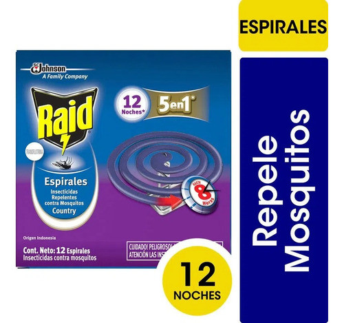 Raid Espirales  Lavanda  Para Mosquitos X 12u Pack X 4 0