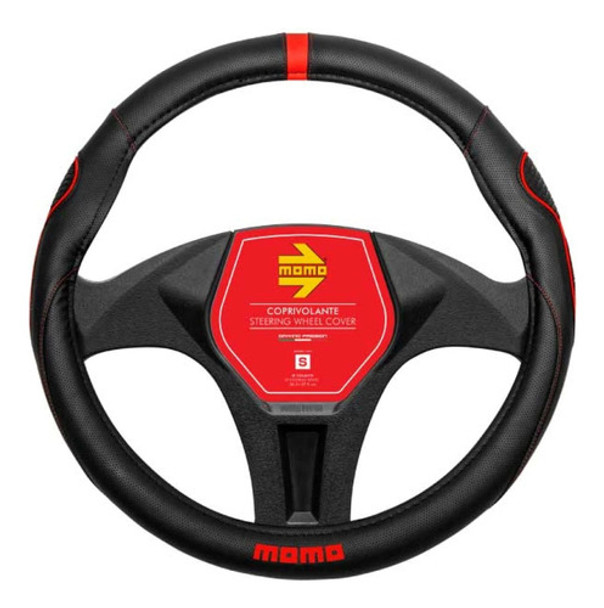 Cubrevolante Momo Auto Negro Y Rojo 0