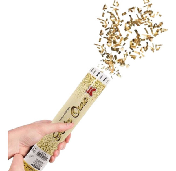 2 Lança Confete Dourado Metalizado 0