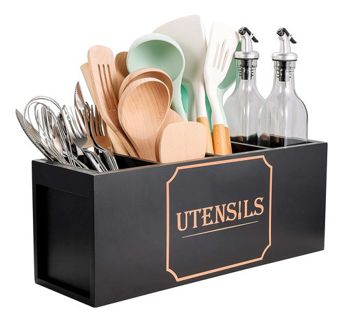 ~? Yumkfoi Extra Large Utensilio Holder Con 4 Compartimentos 0