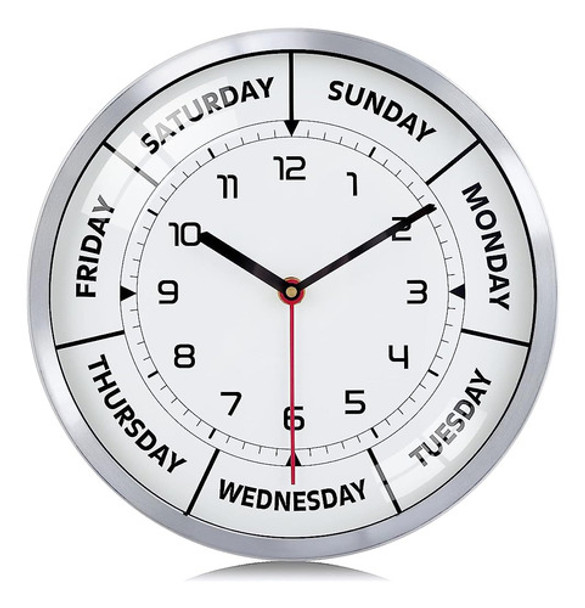 ~? Lafocuse Día De La Semana Reloj De Pared, Marco De Metal 0