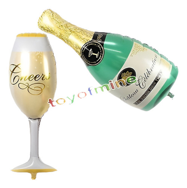 Botella De Champagne Cristal Foil Globos Feliz Cumpleaños Y 0