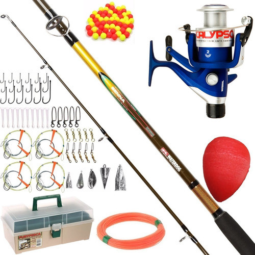 Equipo Pesca Completo Reel 2 Rule + Caña 2.10 + Caja Lineas 0