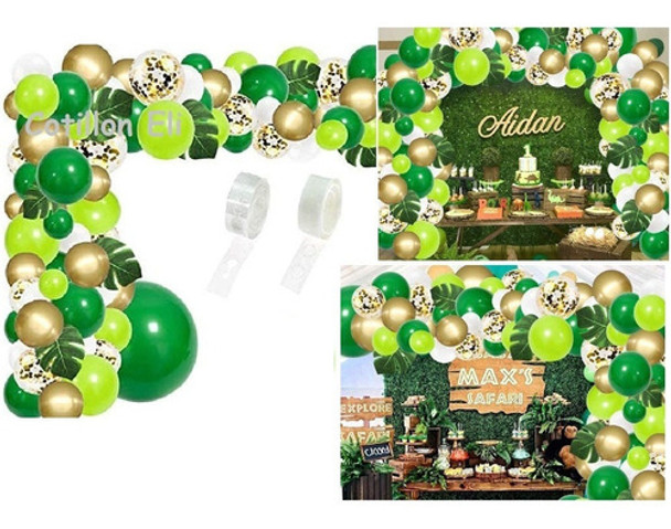 Arco Globos Decorativo Safari Selva Jungla Hojas Cumple 0 Arco Globos Decorativo Safari Selva Jungla Hojas Cumple 0