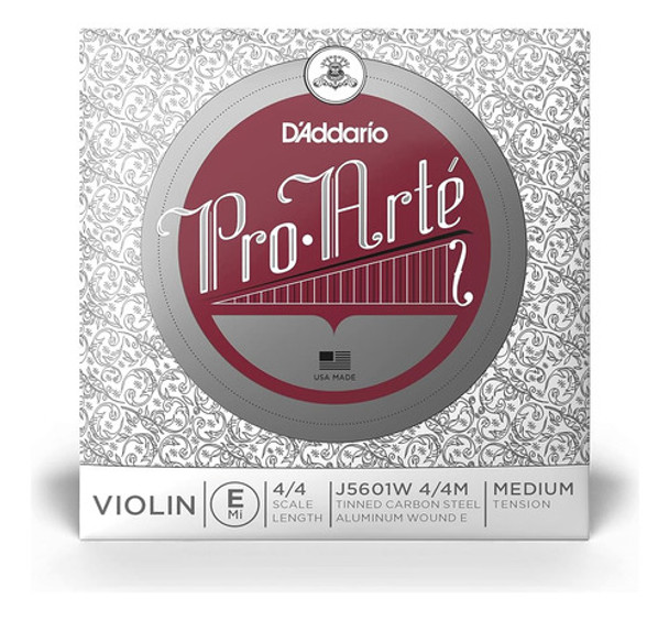 D'addario Pro-arte Violín Single Aluminum Wound E String, 4/ 0