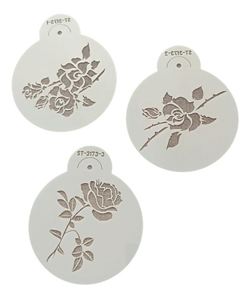 Juego De 3 Plantillas Para Repostería Flores Rosas 0