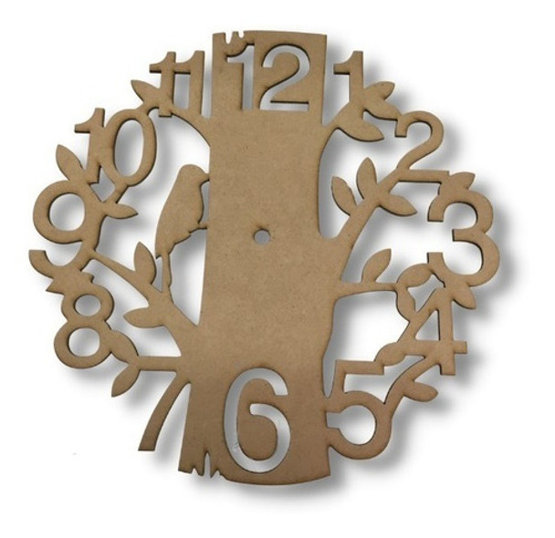 Reloj De Mdf Calado Laser De 27cms. Modelo Arbol 0
