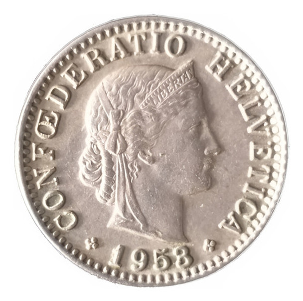M75 Suiza Moneda 20 Rappen Año 1953 Km# 29a Xf+ 0