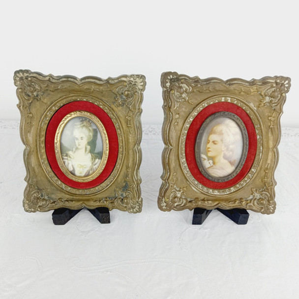 Cuadrito Marco Antiguo Vidrio Ovalado Para Decorar Miralo 0