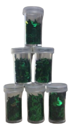 Glitter  Forma De Luna Color Verde X 6 Unidades. 0