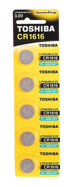 Pack X5 Pilas Toshiba Cr1616 3v Lithium Reloj Alarma Auto 0
