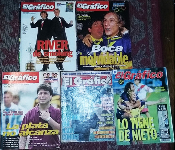 El Gráfico Lote X5 Maradona Francescoli Años 1986 1996 1998 0