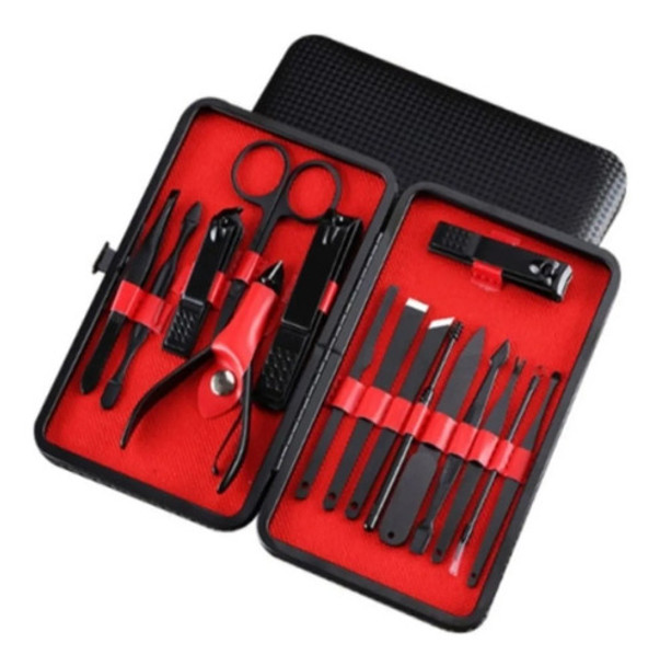 Set De Manicura Pedicura Estuche 16 Pzas Cortaúñas Tijera 0