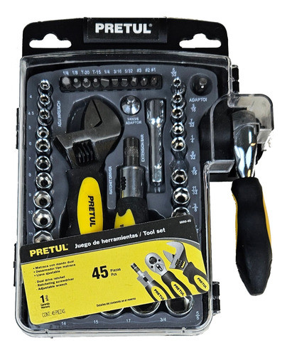 Juego Herramientas Pretul Dados, Puntas, Llaves, 45 Piezas 0