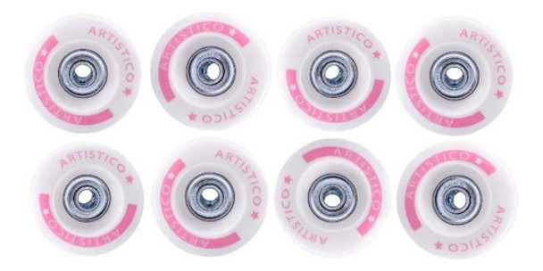 8x Ruedas Blancas Para Patin Artistico Pvc Con Rulemanes 0
