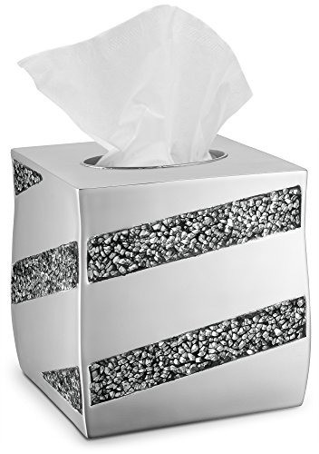 Dwellza Silver Mosaic Tissue Box Cover Square (6  X 6  X 6 0