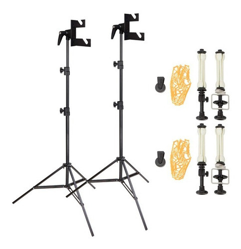 Kit Soporte Fondo De Estudio Doble - 2,5m - Completo Click 0