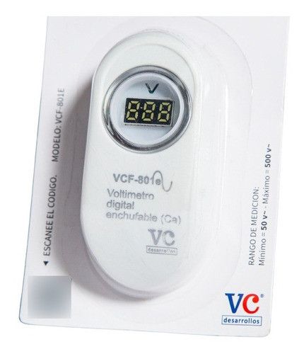 Voltimetro Digital Led 220v Enchufable Ca Blanco Protovolt 0