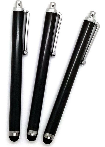 3 Pack Negro Universal Touch Stylus Metal Pen Para Tel 0