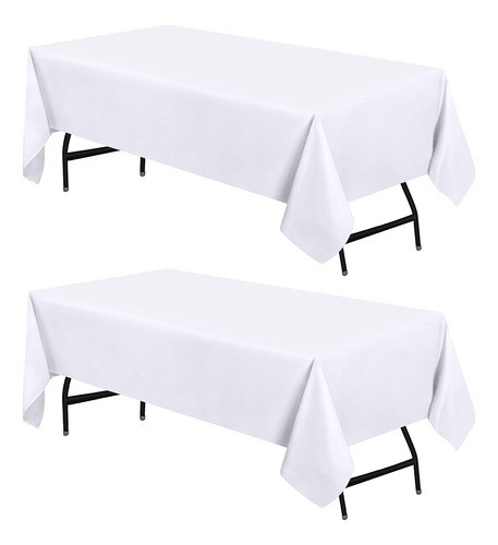 Tela De Mesa Rectangular Blanca 152x260 Cm, Lavable A Máquin 0