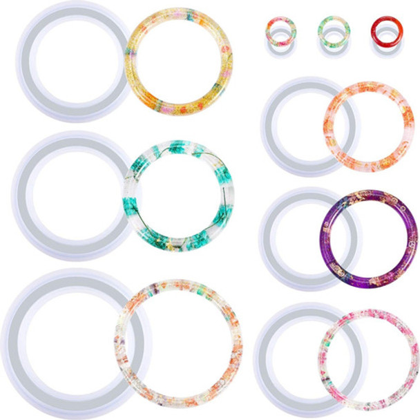 Moldes Silicona Para Resina Para Pulseras Y Anillos Pack 9 0