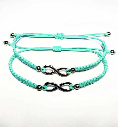 10 Pulseras Macramé Con Dije Infinito Plateado 0