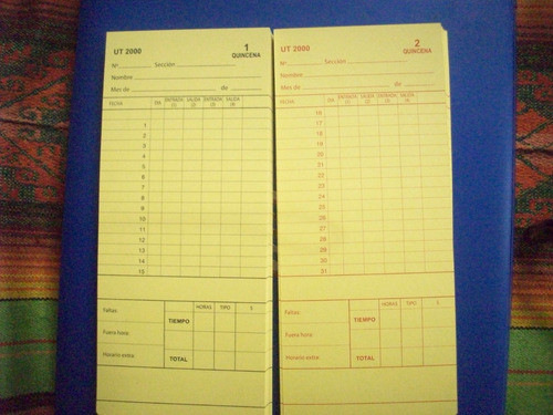 Tarjetas Para Reloj De Control De Personal Needtek Ut 2000 0