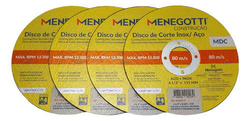 4x Discos De Corte Inox/ Aço 4.5 X1.2mm 115mm Alta Precisão 0