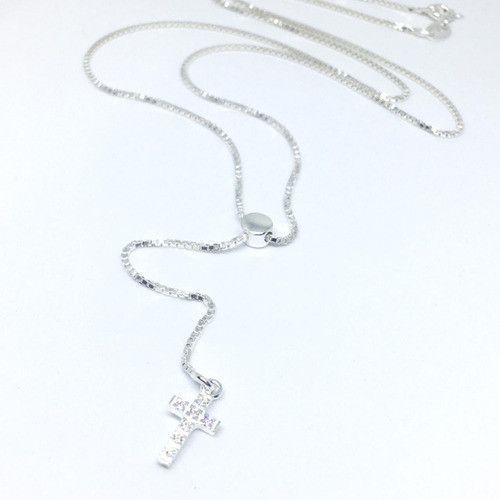 Collar Corbatero Veneciana Plata 925 Cruz Micropave 0