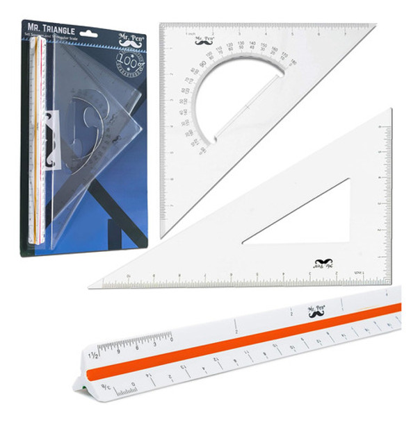 Mr. Pen- Set De Regla Triangular Grande  Escala Triangular 0