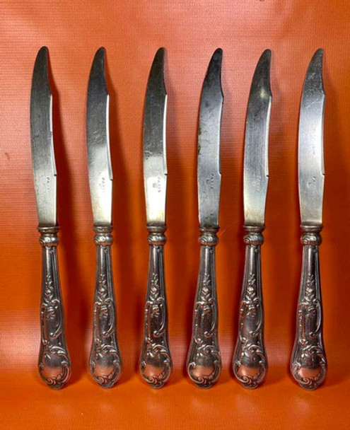 Antiguos Cuchillos Franceses | Set De 6 | Metal Plateado 0