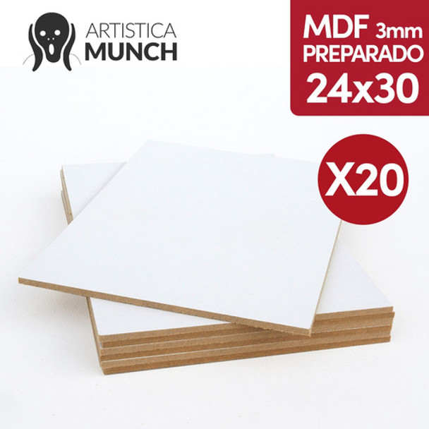 Mdf 3mm Preparado 24x30 Cm Blanco Acrilico Oleo X 20 0