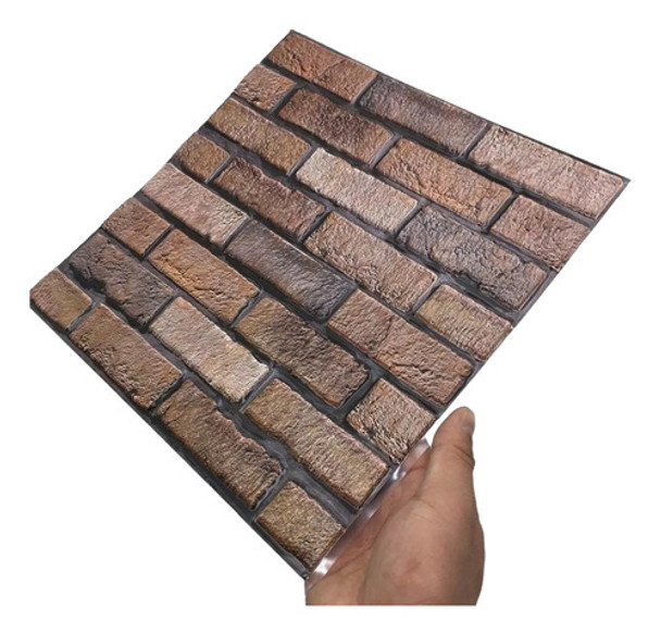 Revestimiento Adhesivo Panel 3d Simil Ladrillo Marrón A5 0