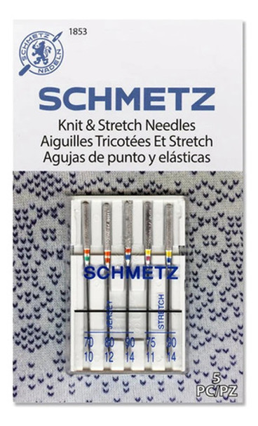 Agujas Schmetz Combo Jersey Y Stretch Punta Bolita Lycra 0