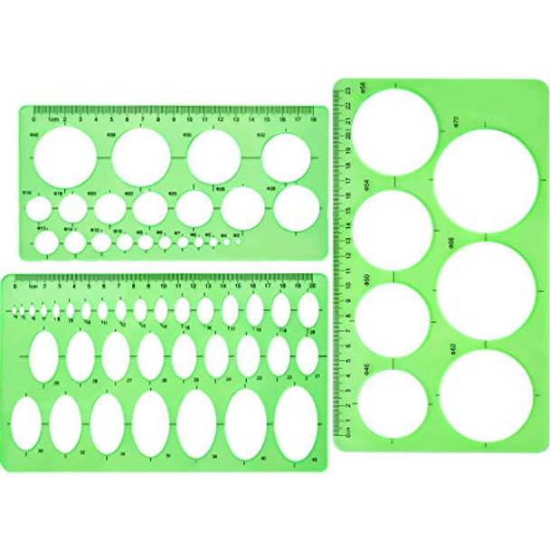 Reglas Plantillas Óvalos Y Círculos Plástico 3 Unidades 0
