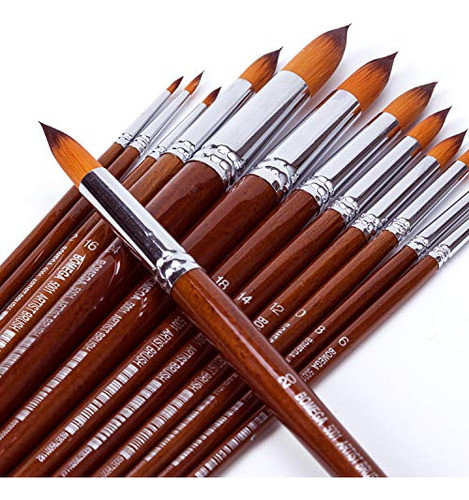 Juego De Pinceles Bosobo Puntiagudos Y Redondos, 13 Pinceles 0