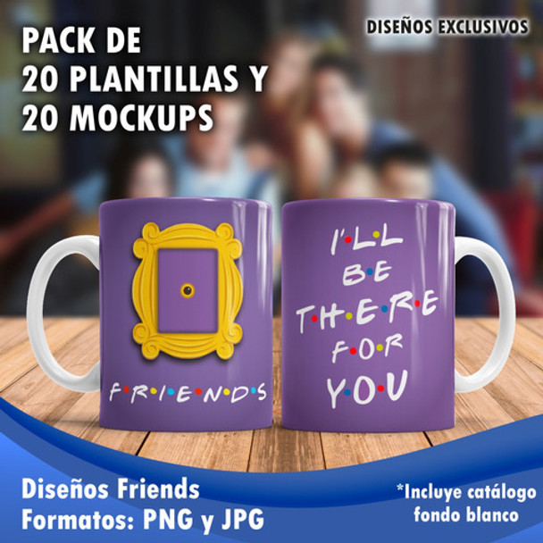 20 Plantillas Friends + 20 Mockups Tazas Sublimación 0