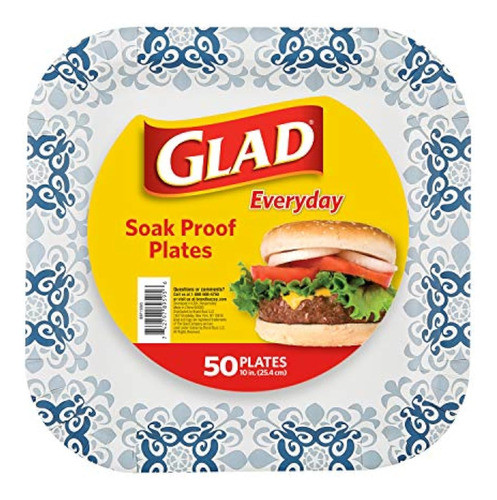 Glad Platos De Papel Desechables Impresos, 50 0
