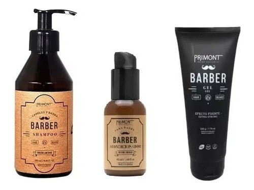 Kit Barba Y Pelo Shampoo Acondicionador Gel Primont Barber 0