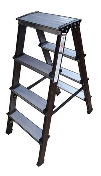 Escalera Plegable Aluminio Doble Lado 4 Peldaños 87 Cm 120kg 0