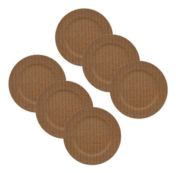Jogo 6 Sousplat Mescla Marrom Plástico Bon Gourmet 33cm 0
