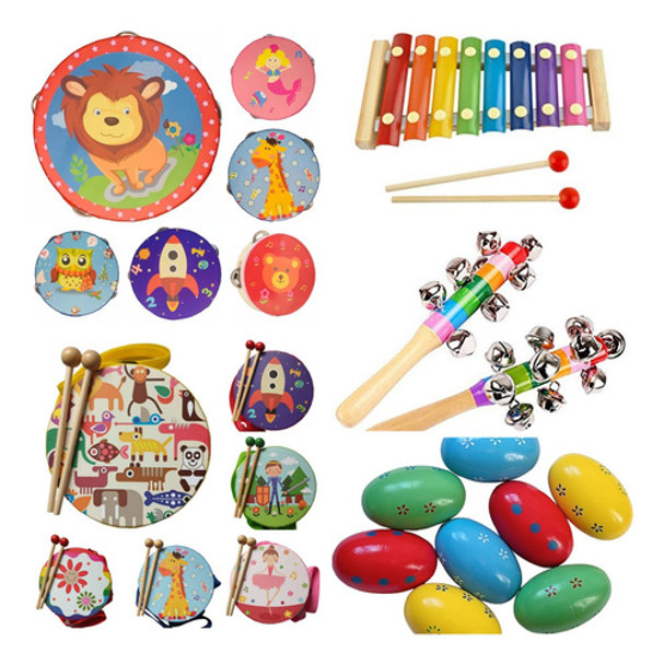 Kit De Percusión Infantil X 5 Regalo Día Niño Banda Rítmica 0
